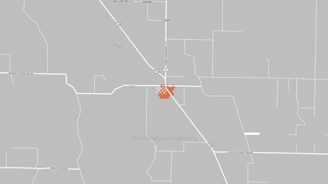 Bike Grade map of Keo, AR
