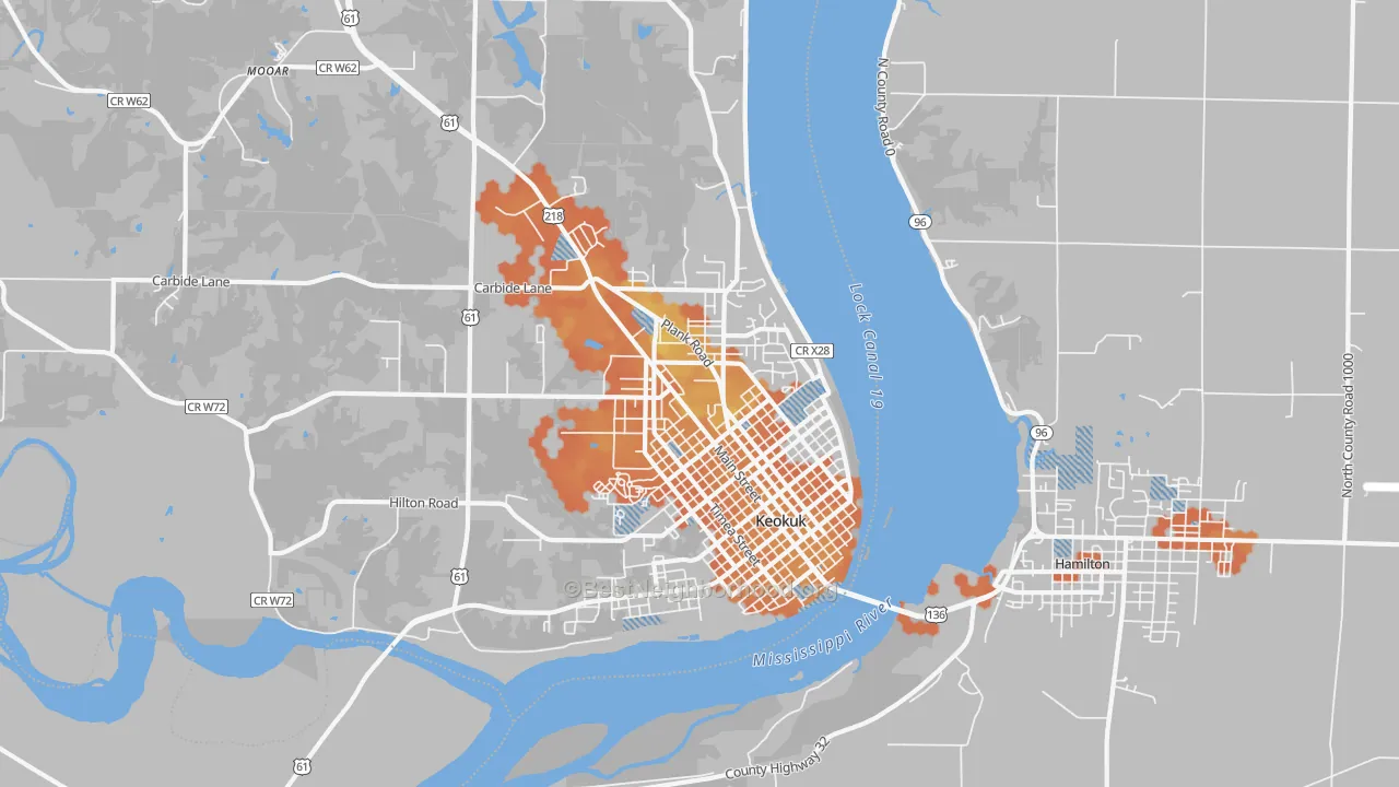 Bike Grade map of Keokuk, IA