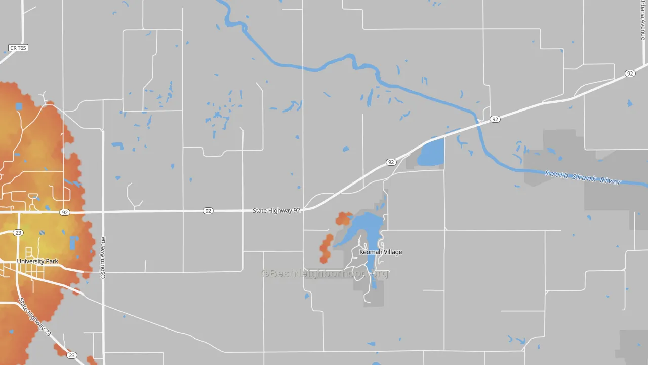 Bike Grade map of Keomah Village, IA