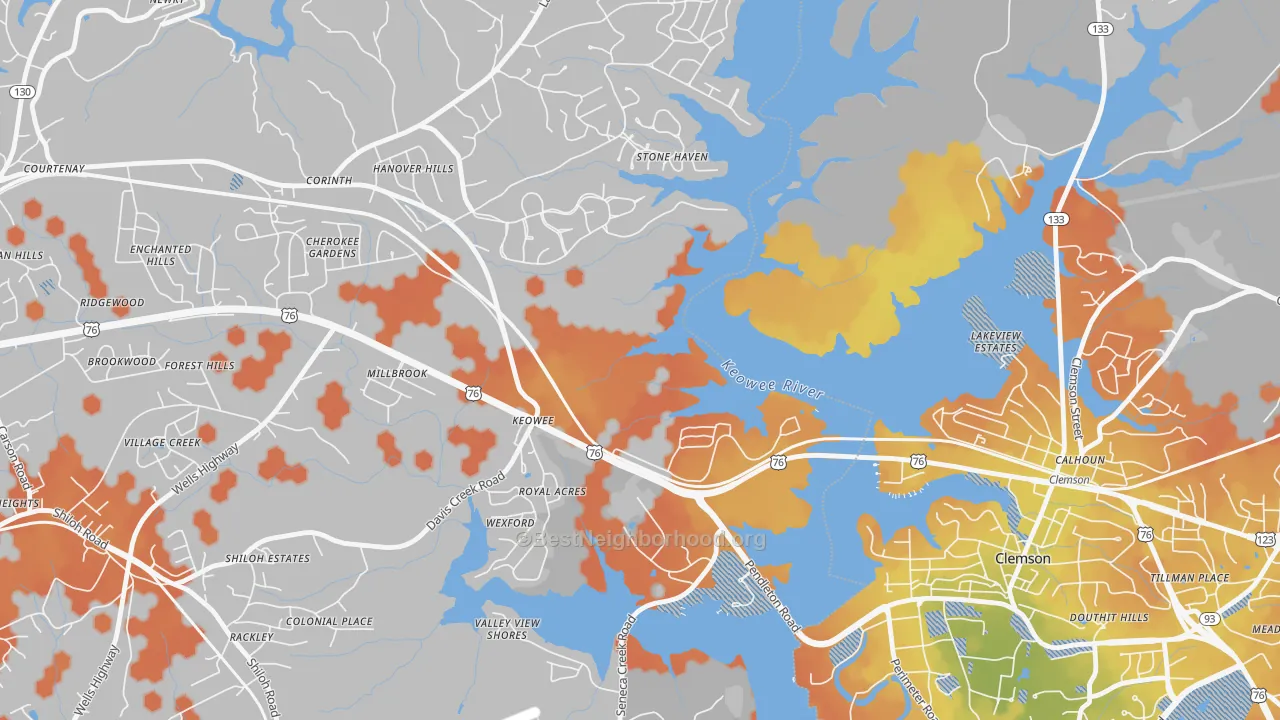 Bike Grade map of Keowee, SC