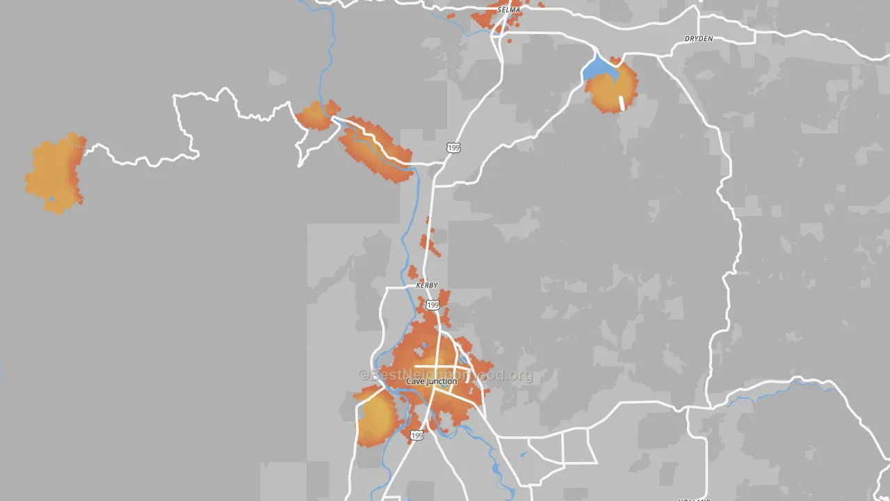Bike Grade map of Kerby, OR