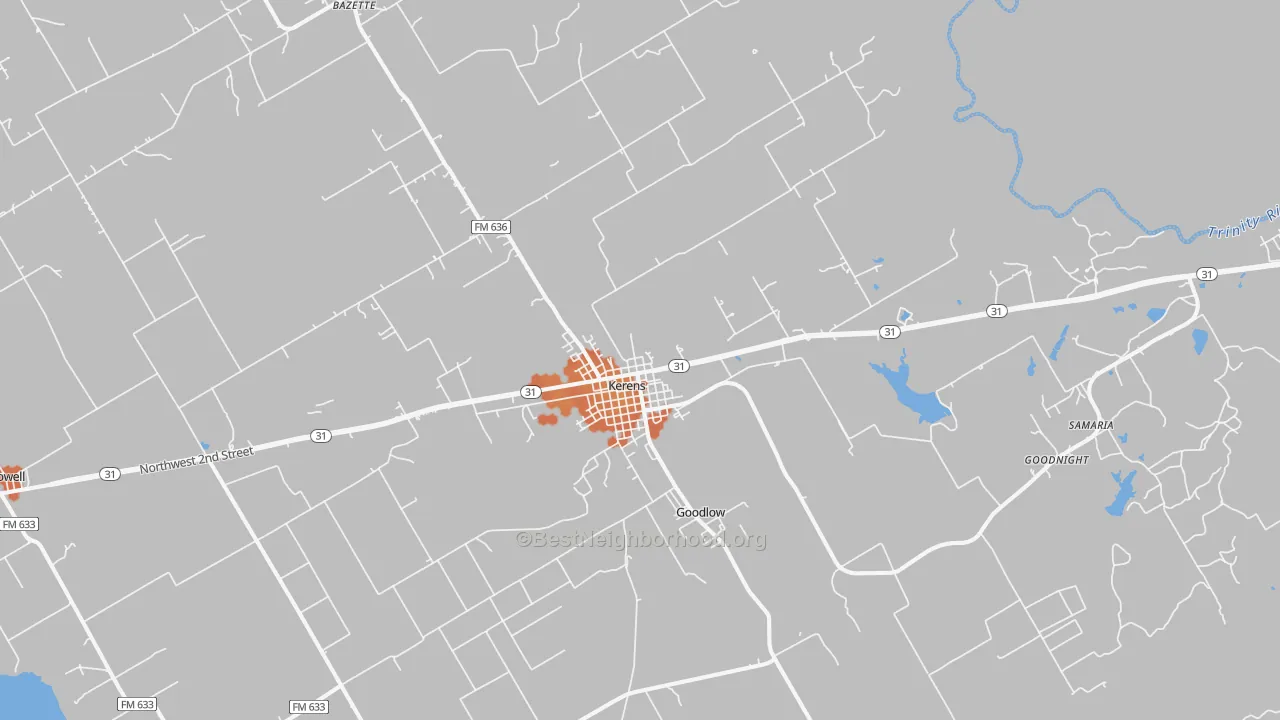 Bike Grade map of Kerens, TX