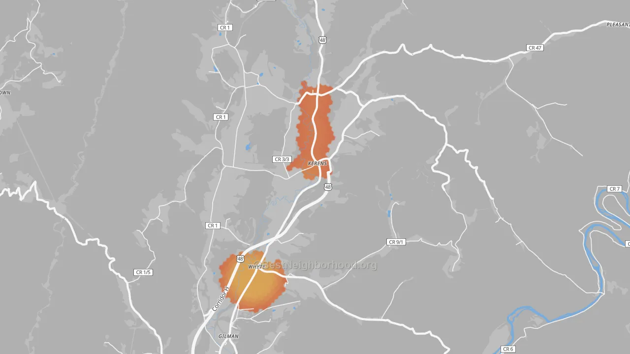 Bike Grade map of Kerens, WV