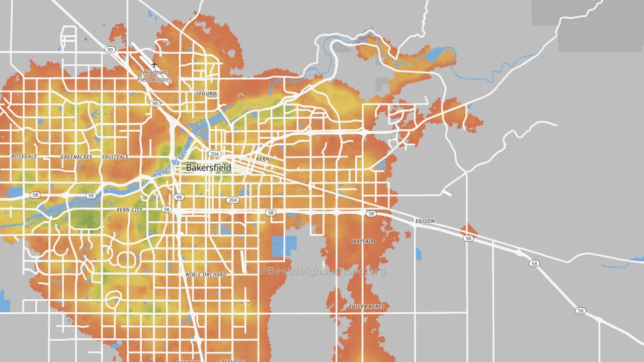 Bike Grade map of Kern County, CA