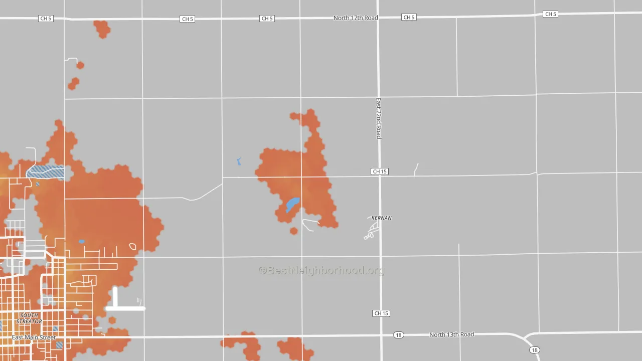 Bike Grade map of Kernan, IL