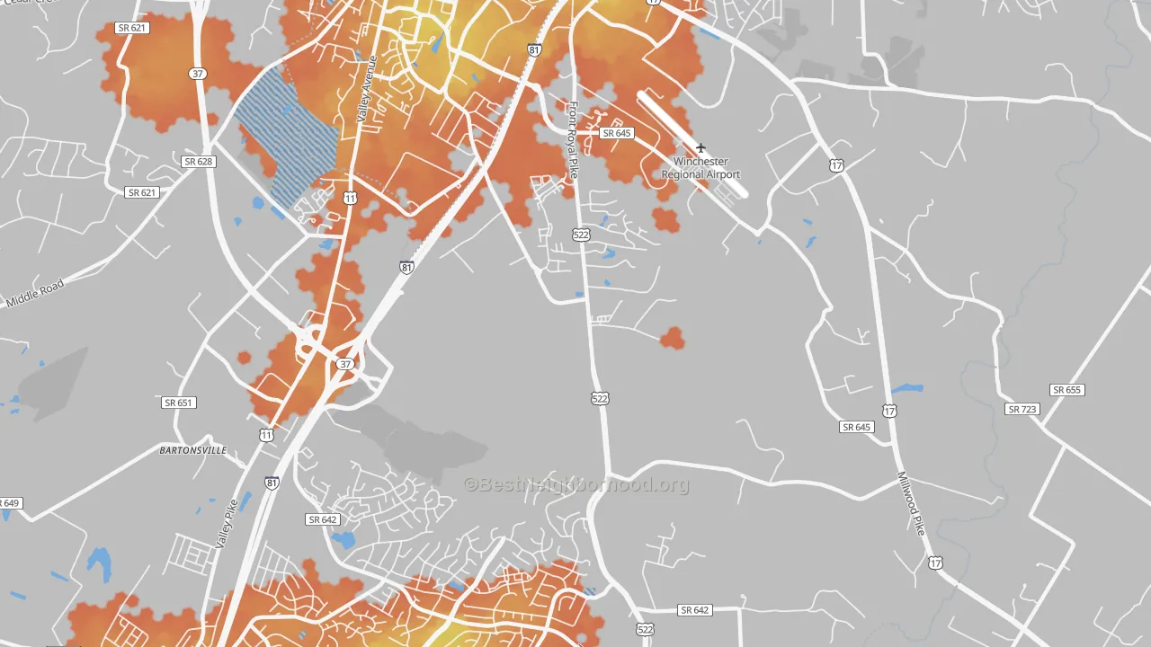 Bike Grade map of Kernstown, VA