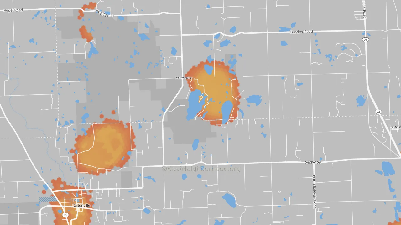 Bike Grade map of Kerr Hill, MI
