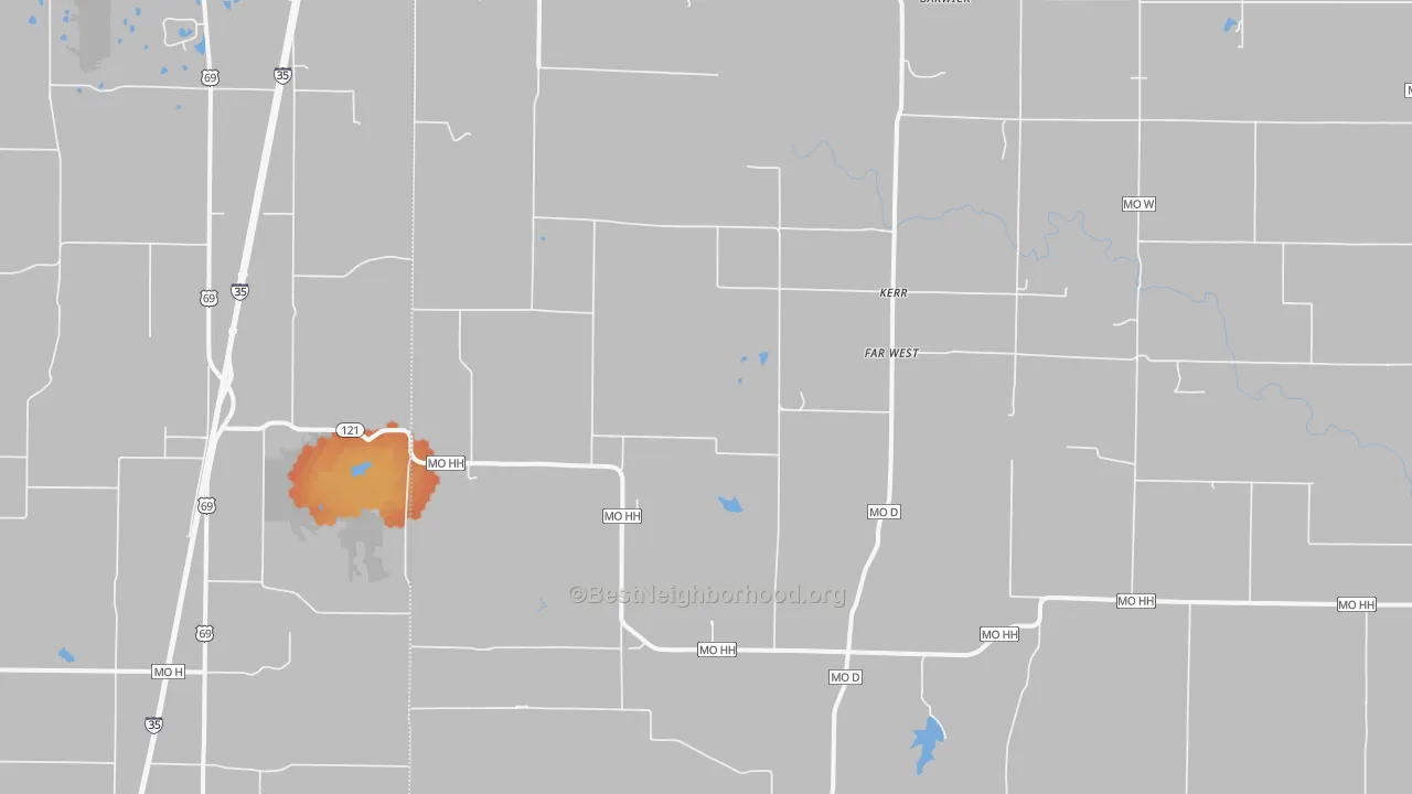 Bike Grade map of Kerr, MO
