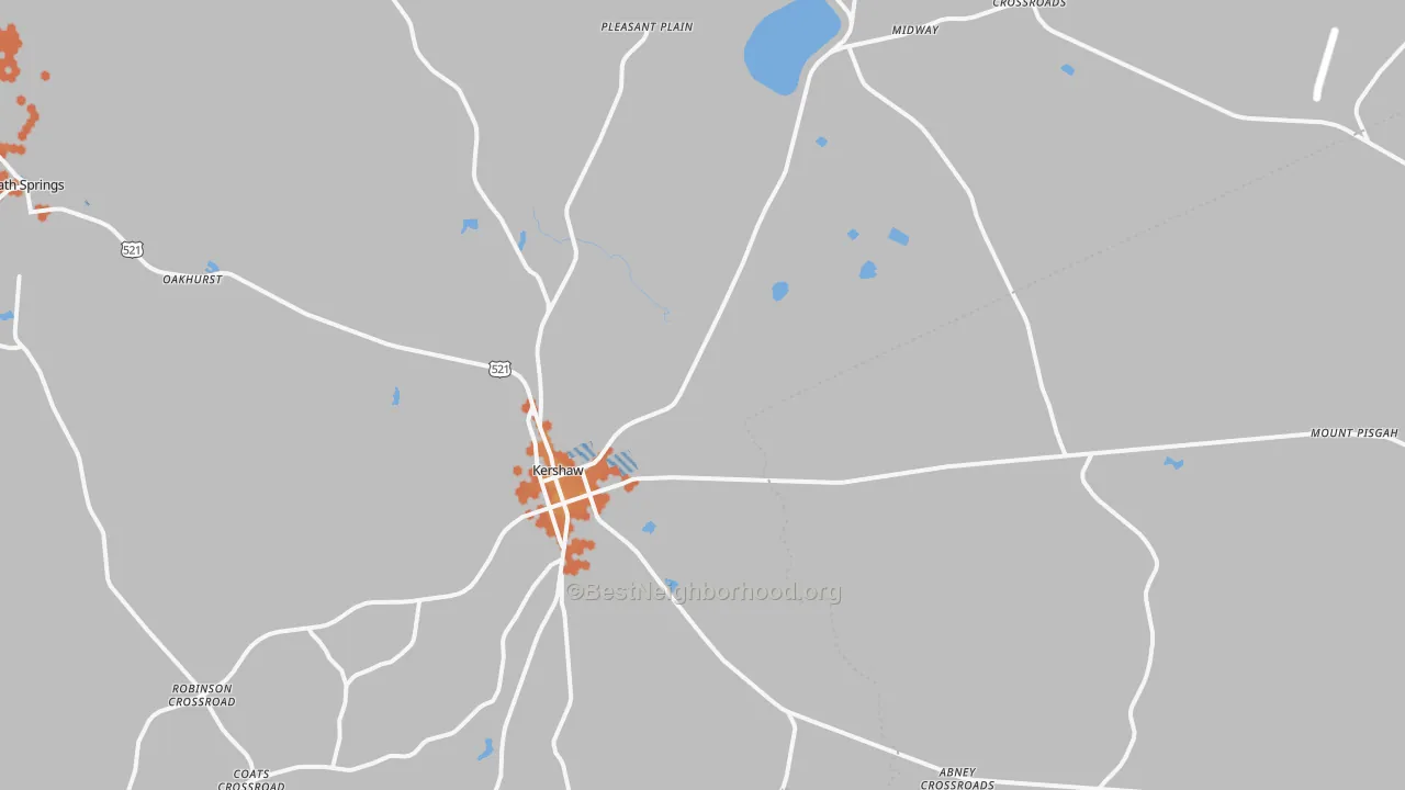 Bike Grade map of Kershaw, SC