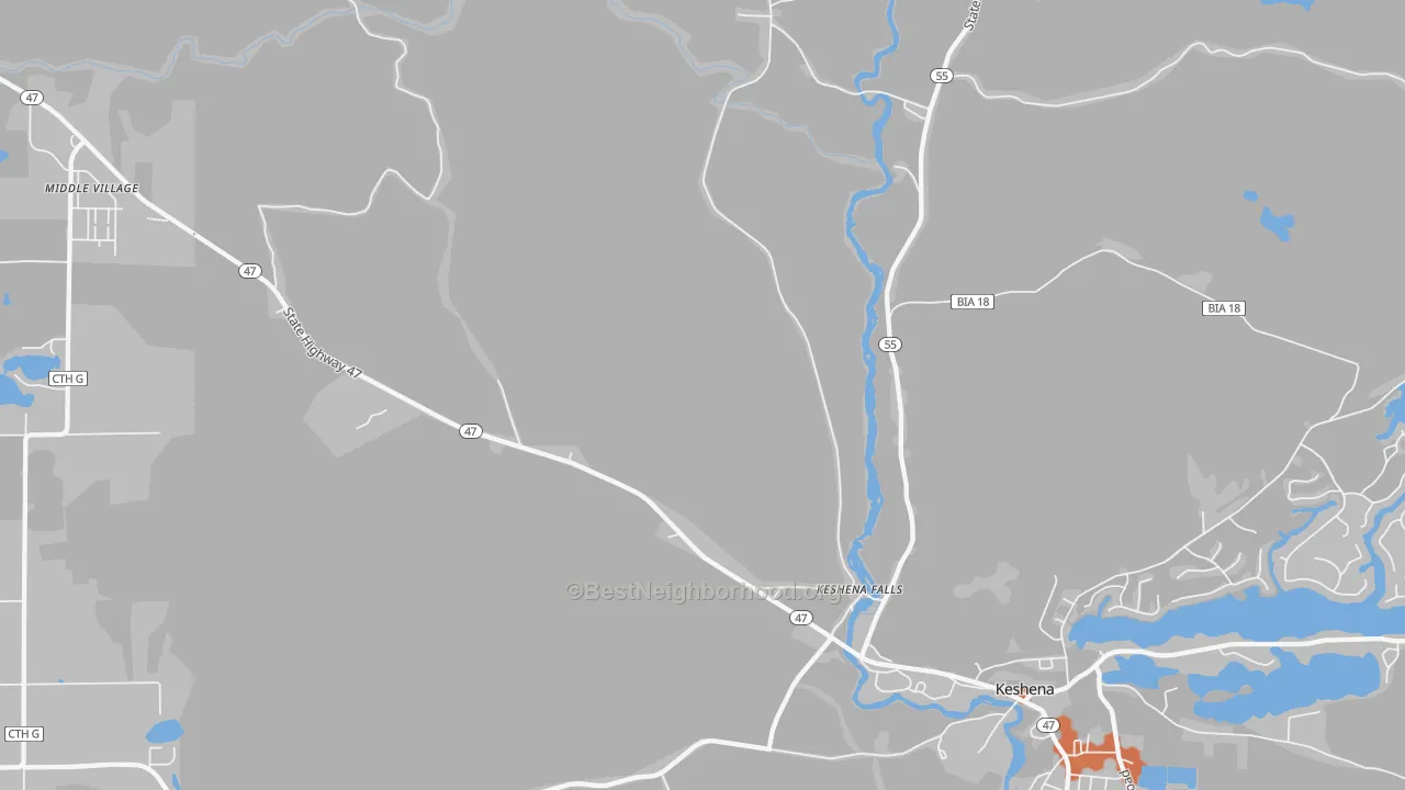 Bike Grade map of Keshena Falls, WI