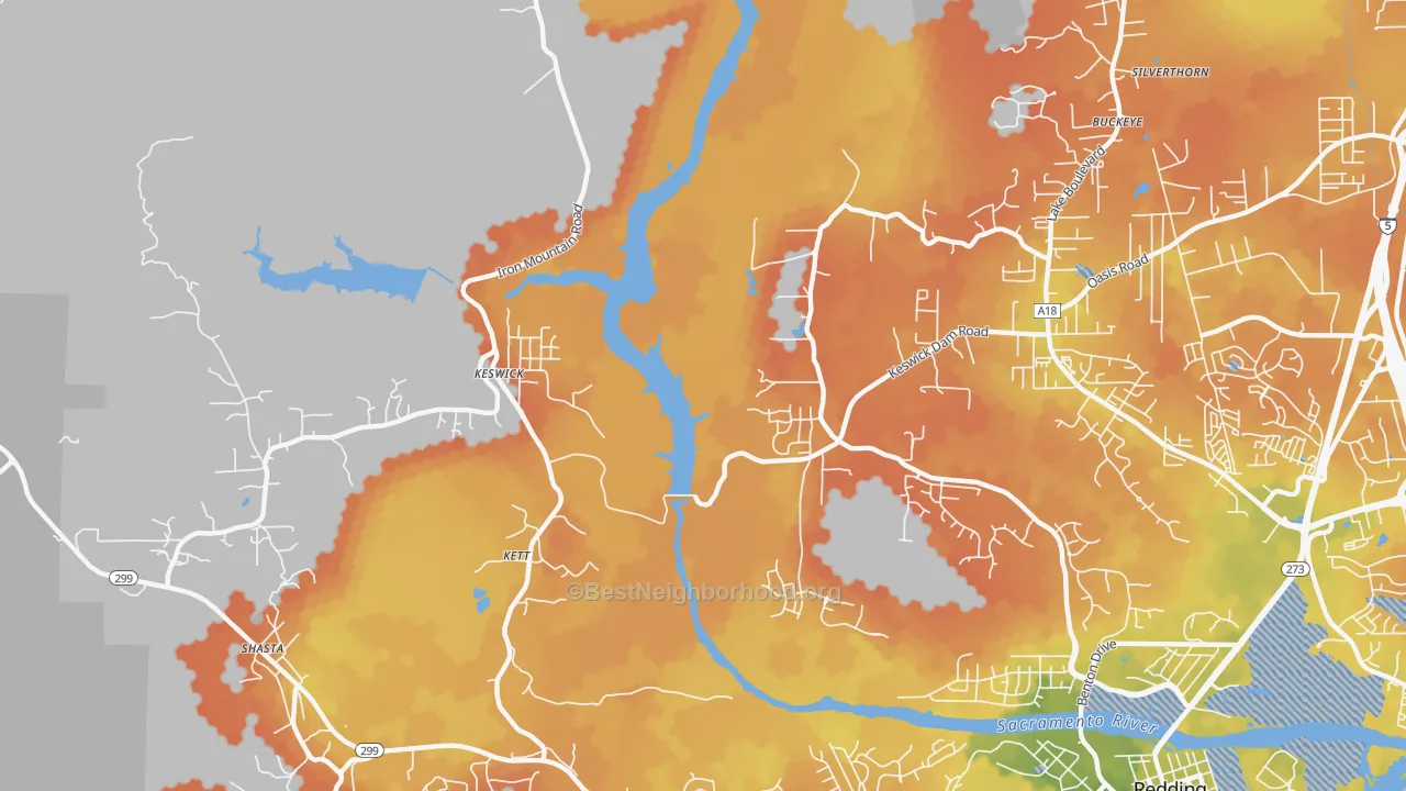 Bike Grade map of Keswick, CA