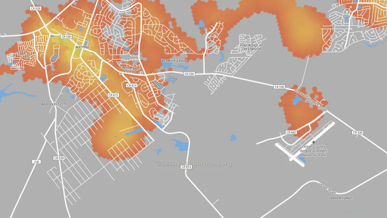 Bike Grade map of Keswick Grove, NJ