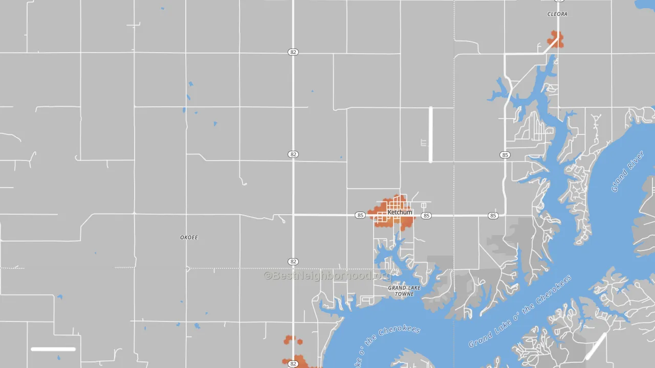 Bike Grade map of Ketchum, OK