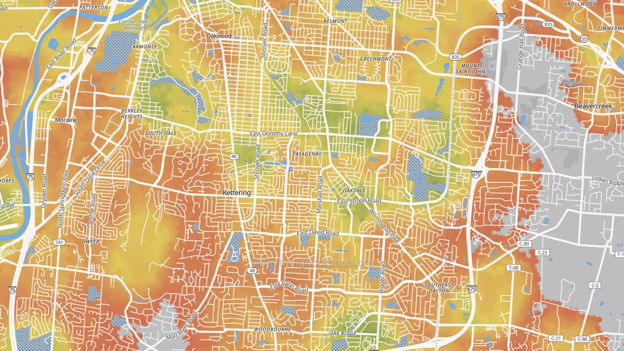 Bike Grade map of Kettering, OH