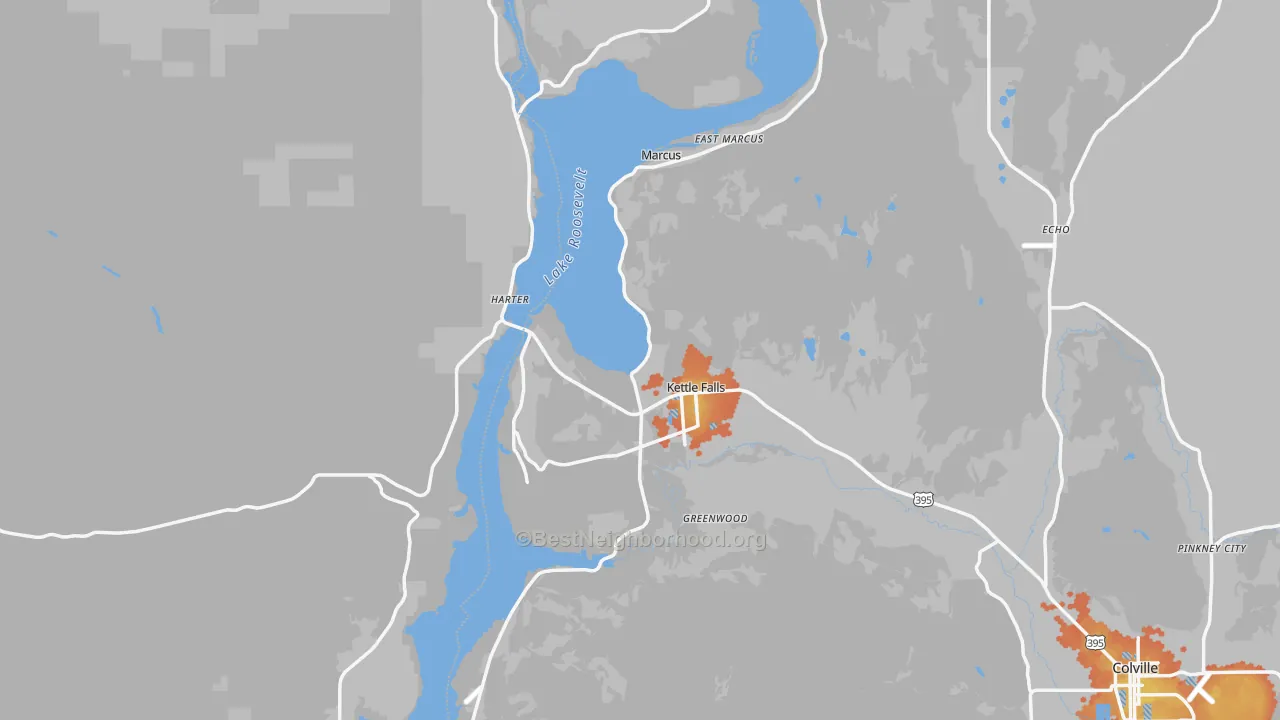 Bike Grade map of Kettle Falls, WA