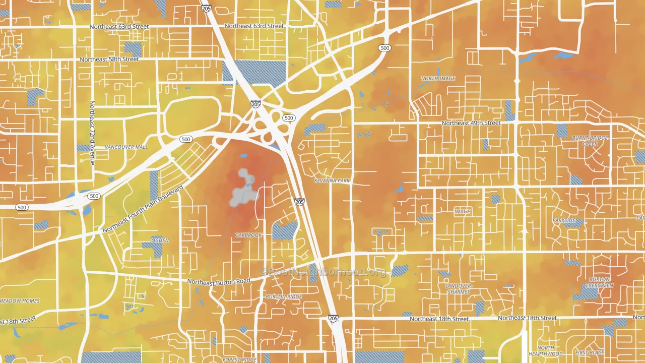 Bike Grade map of Kevanna Park, Vancouver, WA