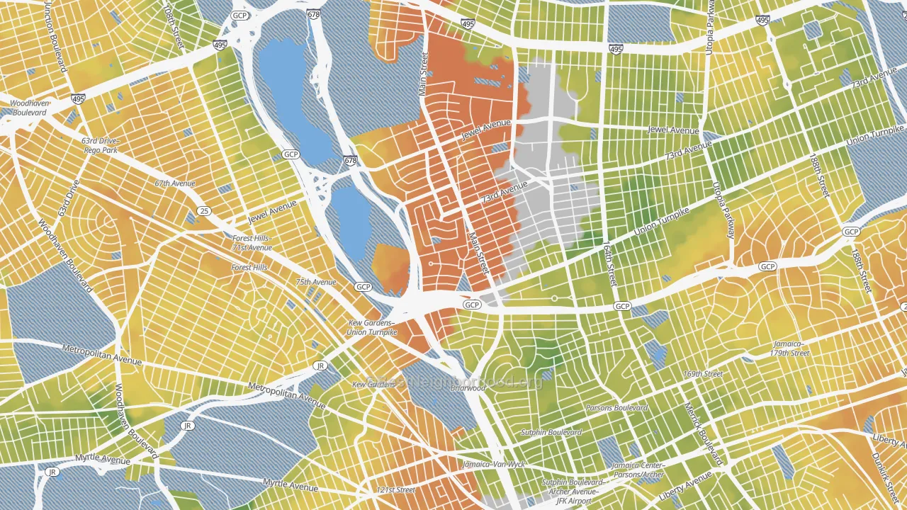 Bike Grade map of Kew Ggardens, Queens, NY