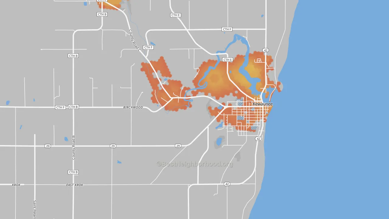 Bike Grade map of Kewaunee, WI