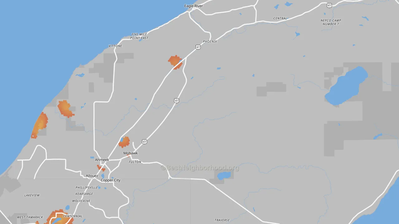Bike Grade map of Keweenaw County, MI