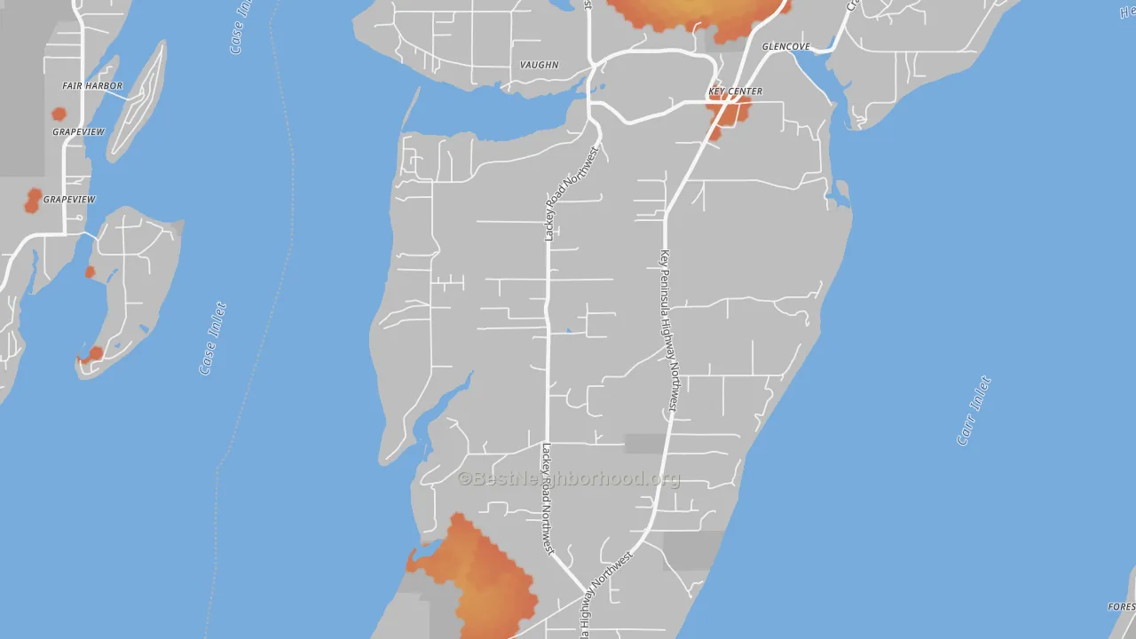 Bike Grade map of Key Center, WA