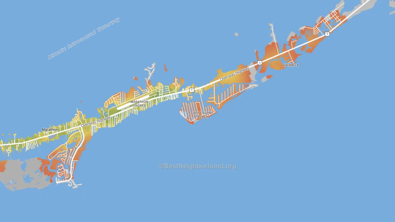 Bike Grade map of Key Colony Beach, FL