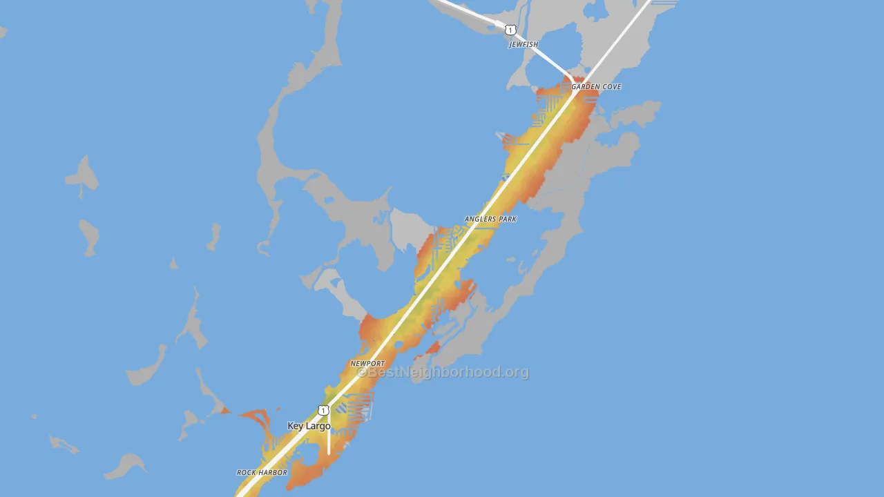 Bike Grade map of Key Largo, FL