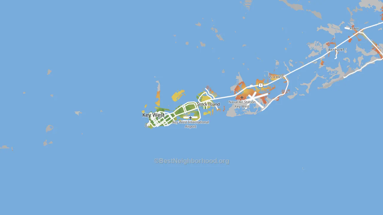 Bike Grade map of Key West, FL
