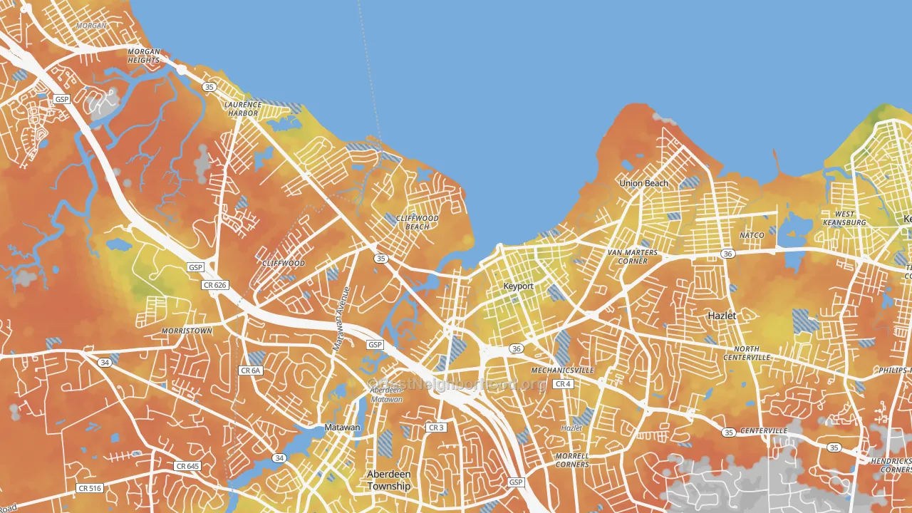 Bike Grade map of Keyport, NJ