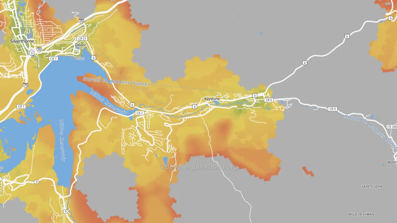 Bike Grade map of Keystone, CO