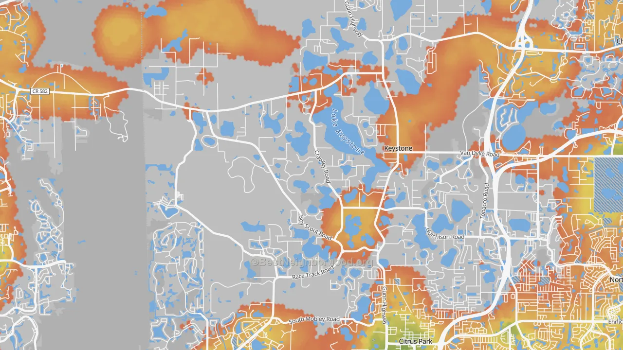 Bike Grade map of Keystone, FL