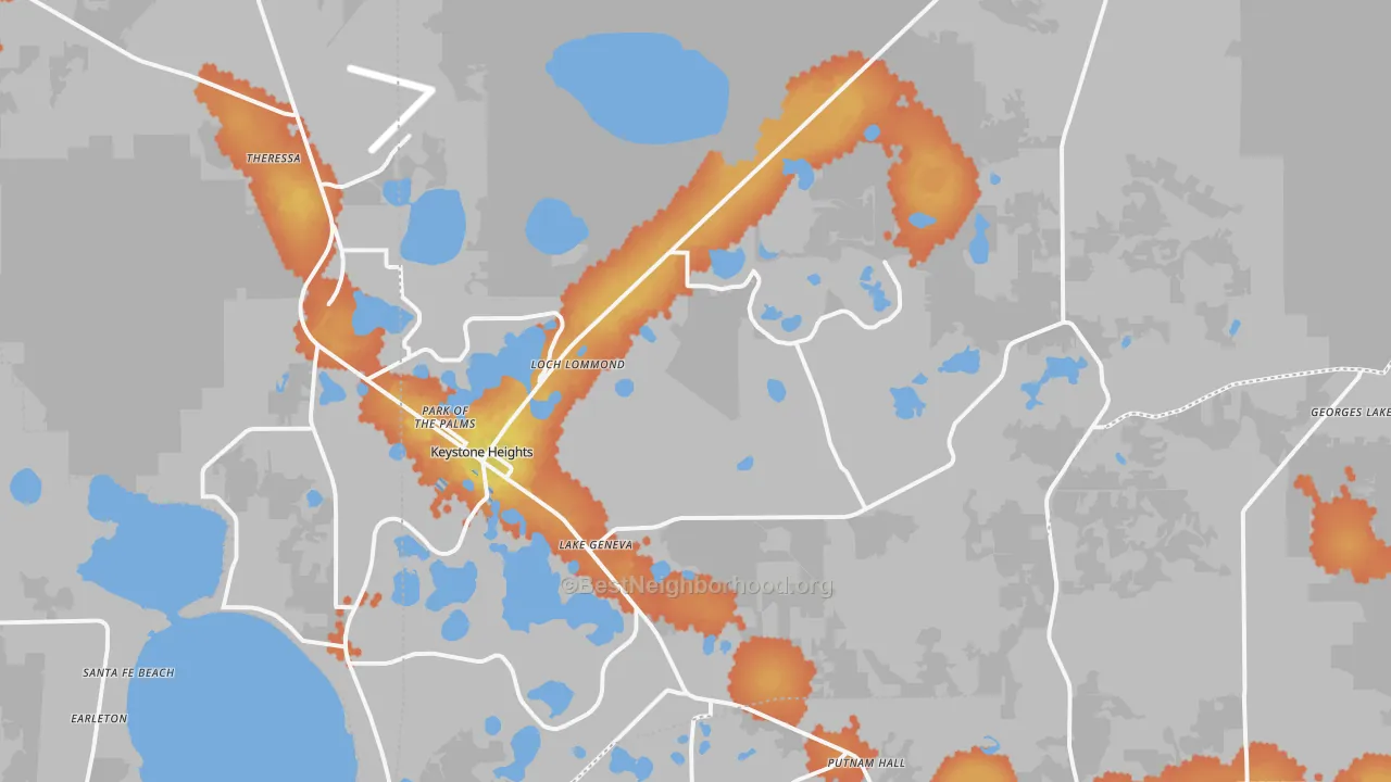 Bike Grade map of Keystone Heights, FL