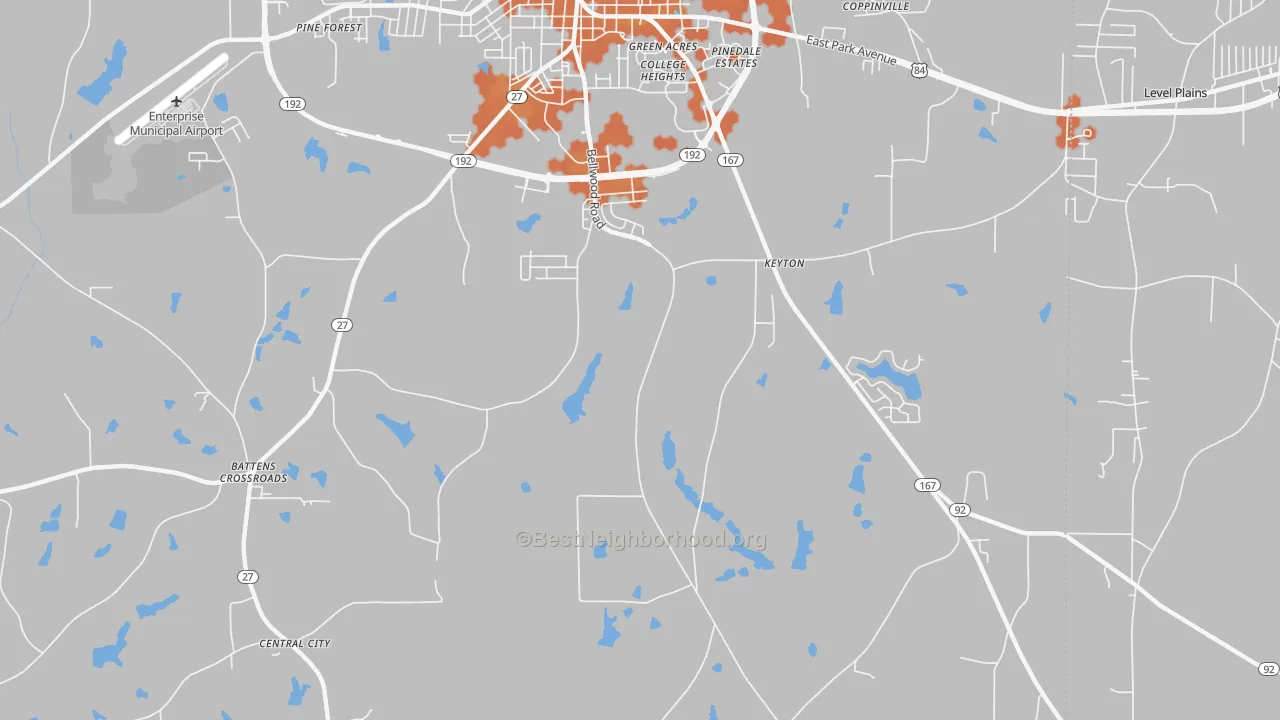 Bike Grade map of Keyton, AL