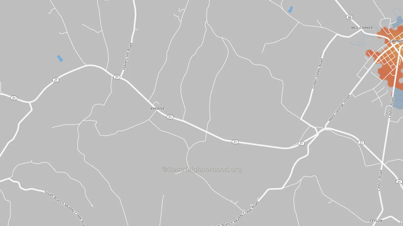 Bike Grade map of Khedive, PA
