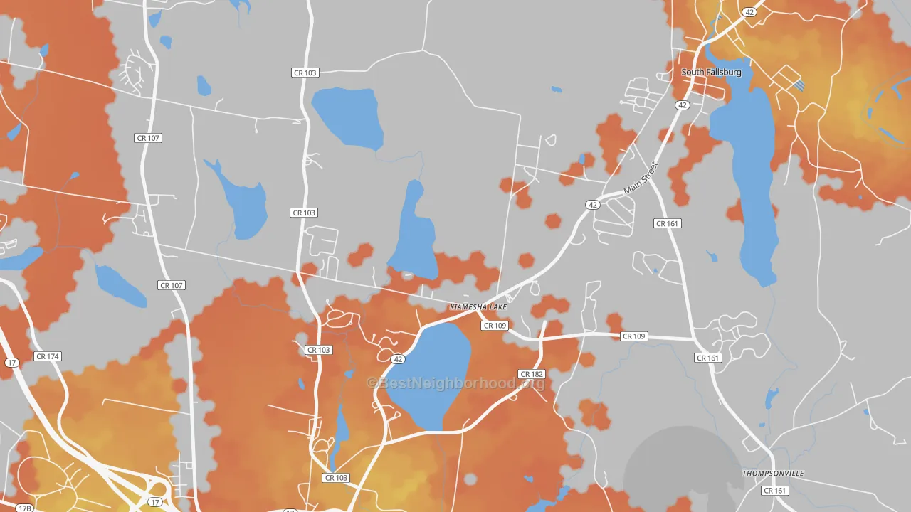 Bike Grade map of Kiamesha Lake, NY