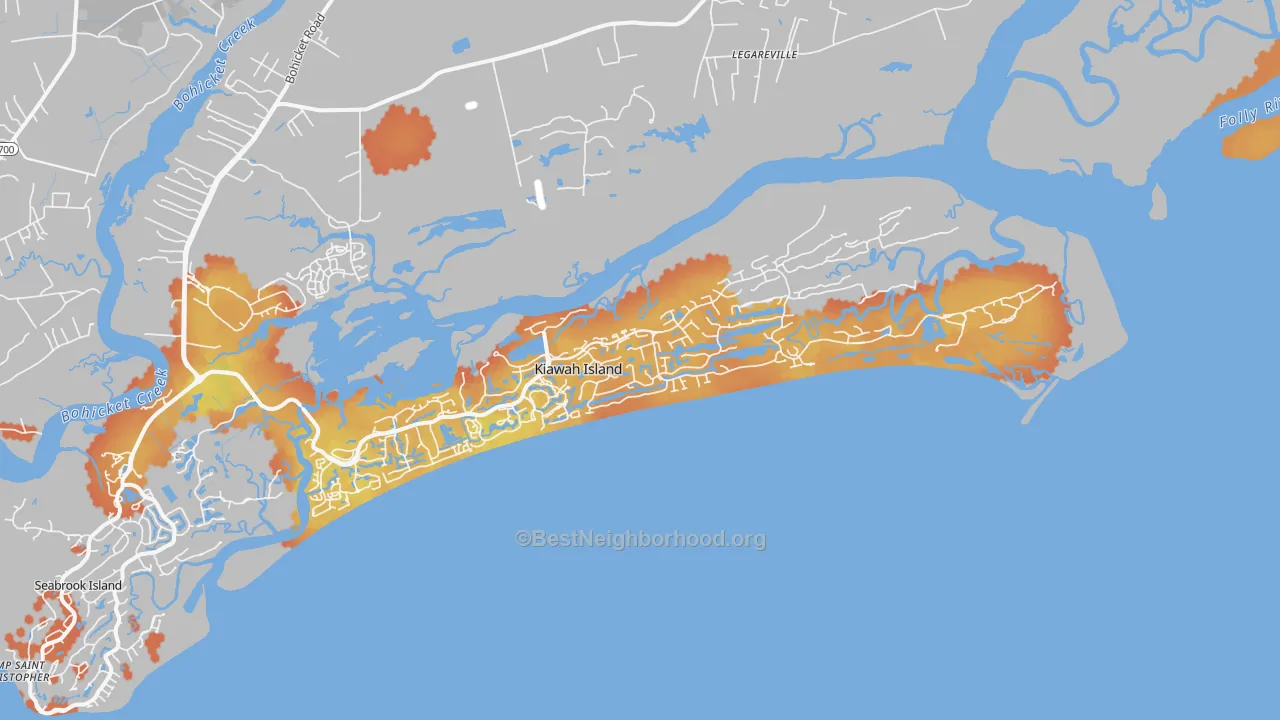 Bike Grade map of Kiawah Island, SC