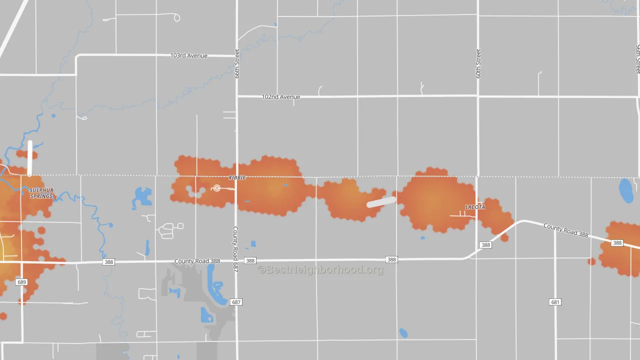 Bike Grade map of Kibbie, MI
