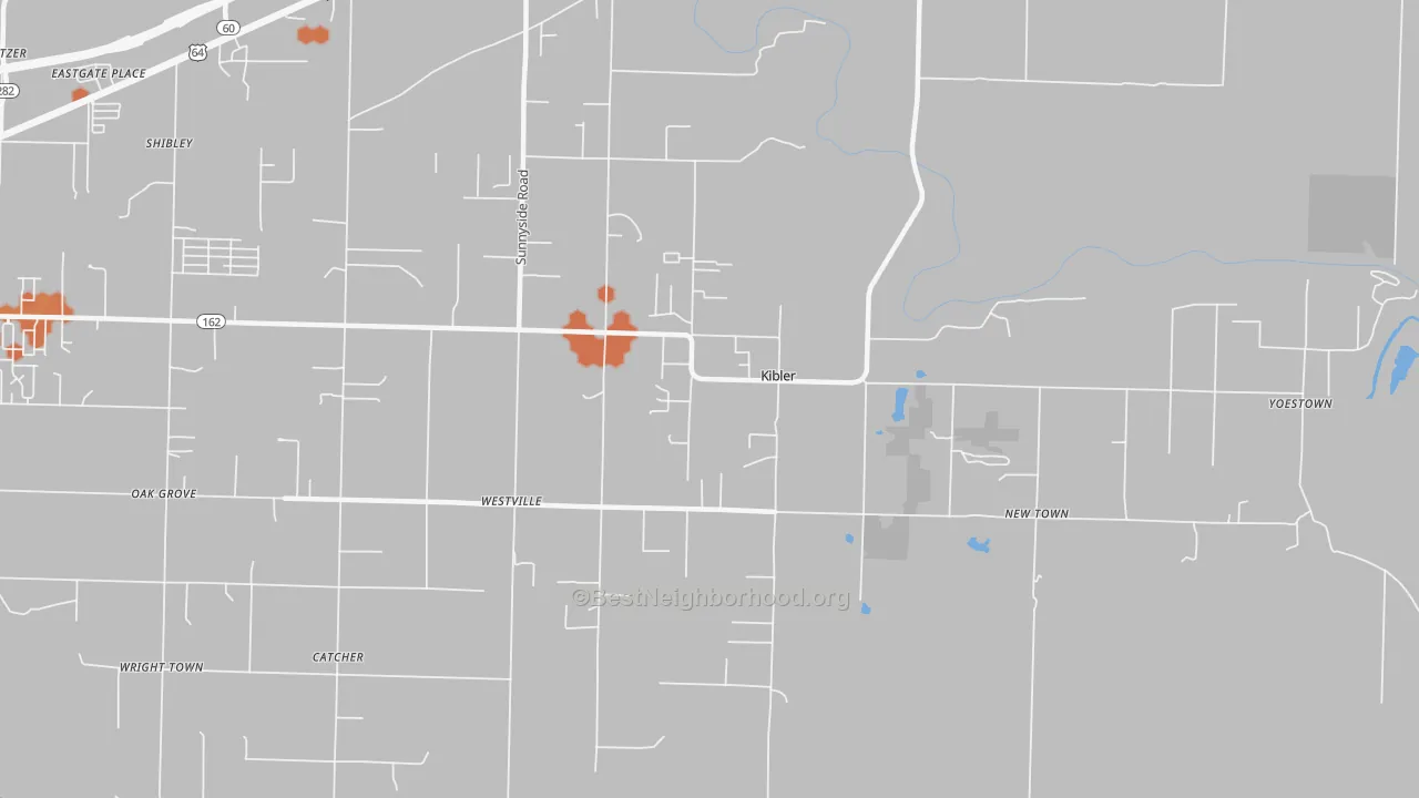 Bike Grade map of Kibler, AR