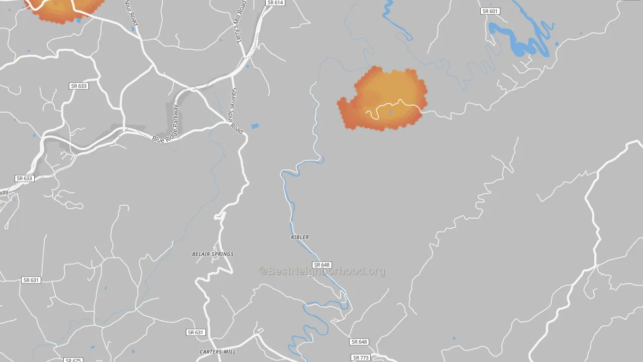 Bike Grade map of Kibler, VA