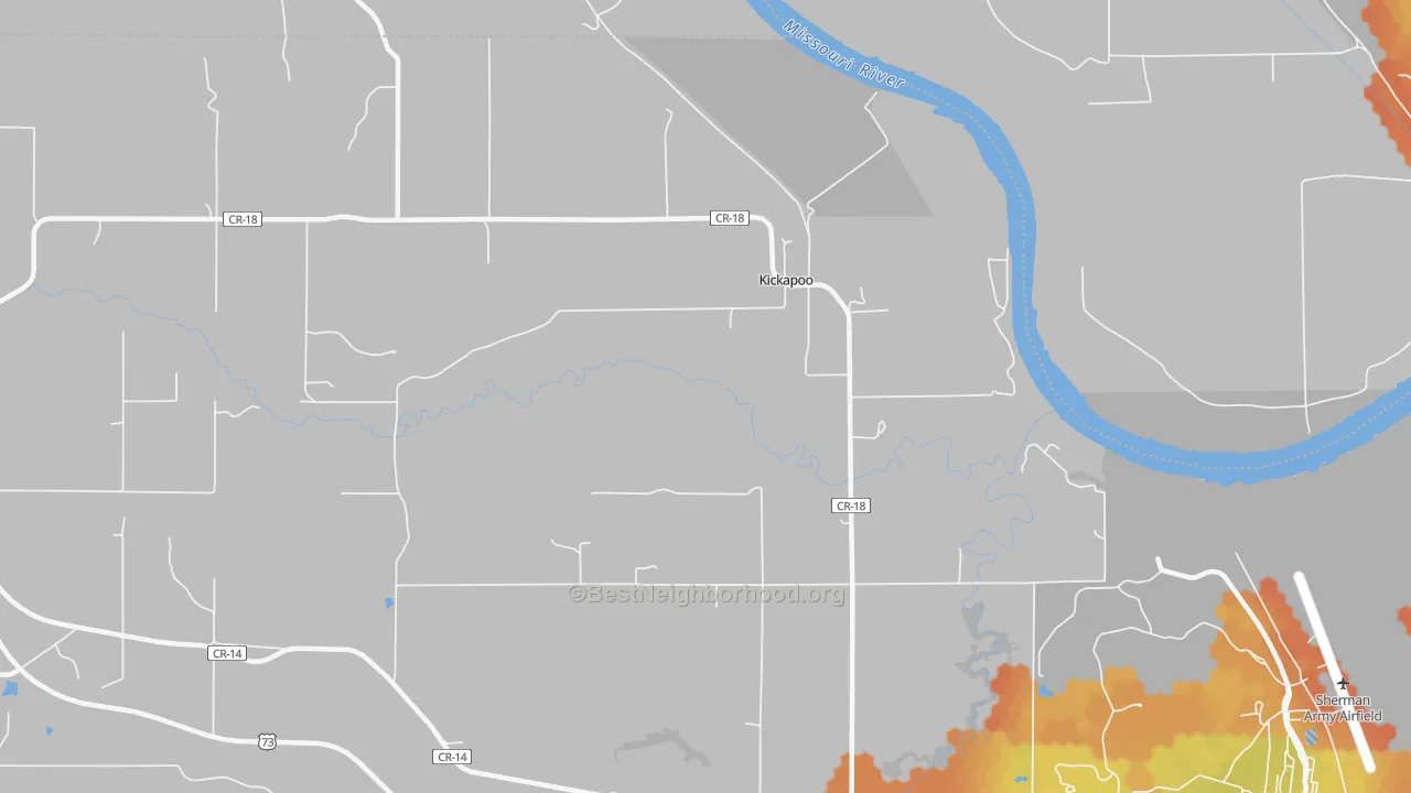 Bike Grade map of Kickapoo, KS