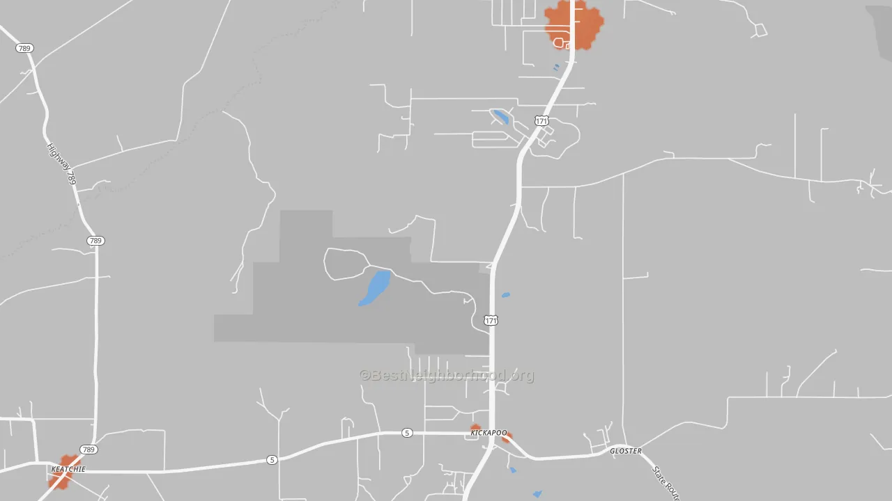 Bike Grade map of Kickapoo, LA