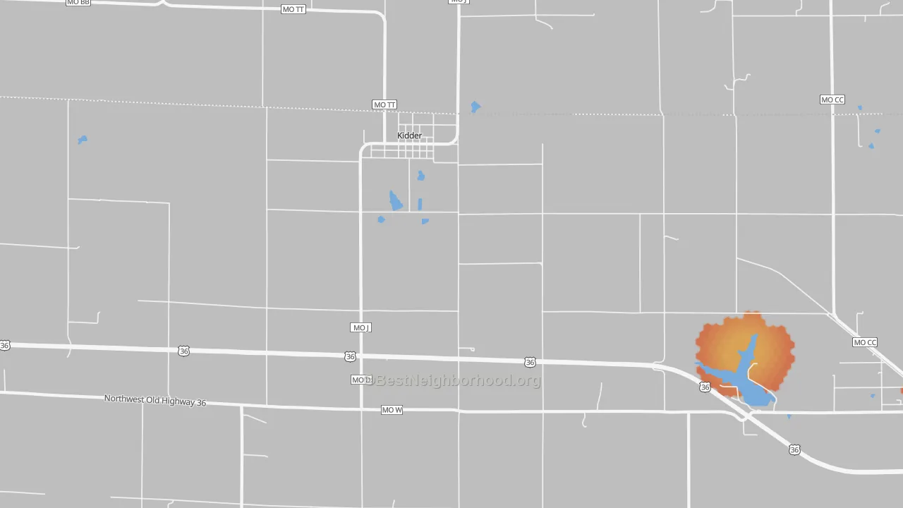 Bike Grade map of Kidder, MO