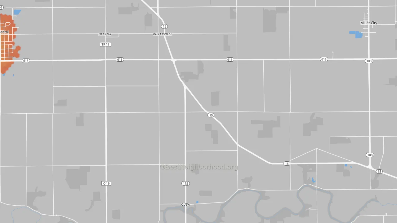Bike Grade map of Kieferville, OH