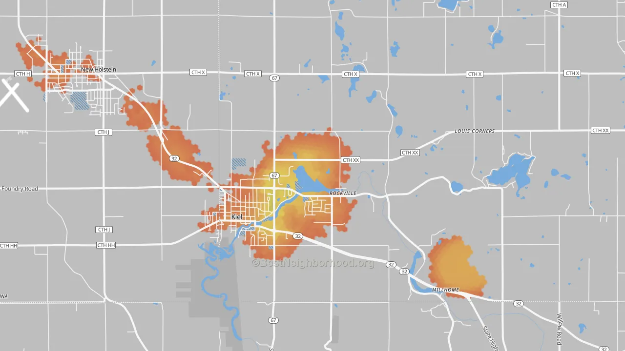 Bike Grade map of Kiel, WI