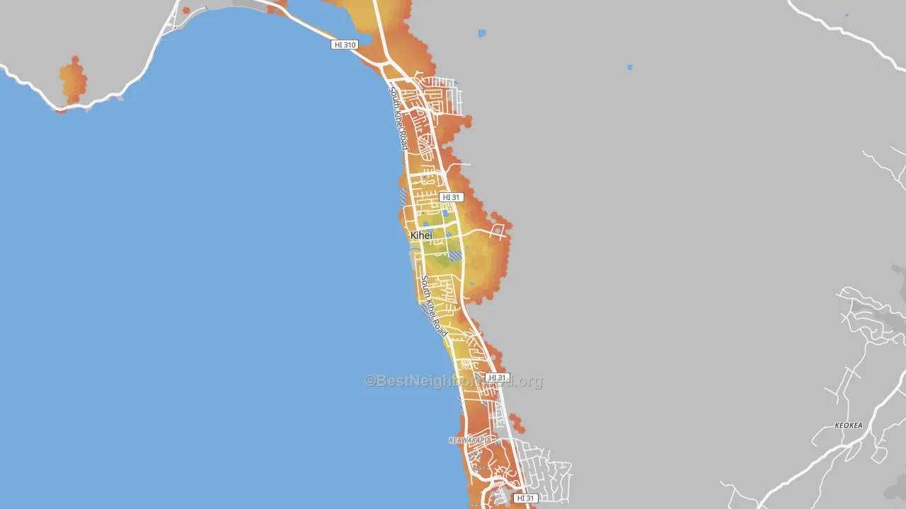 Bike Grade map of Kihei, HI