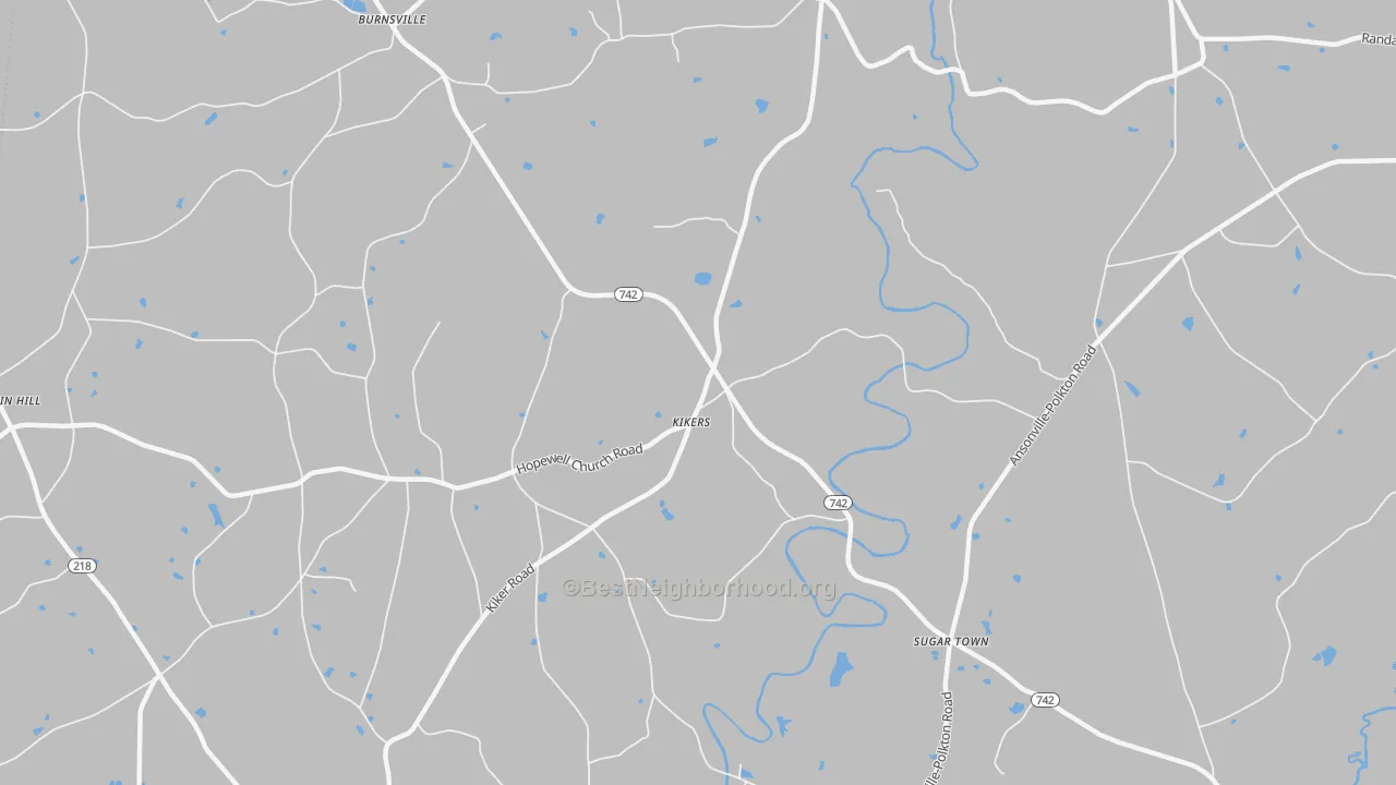 Bike Grade map of Kikers, NC