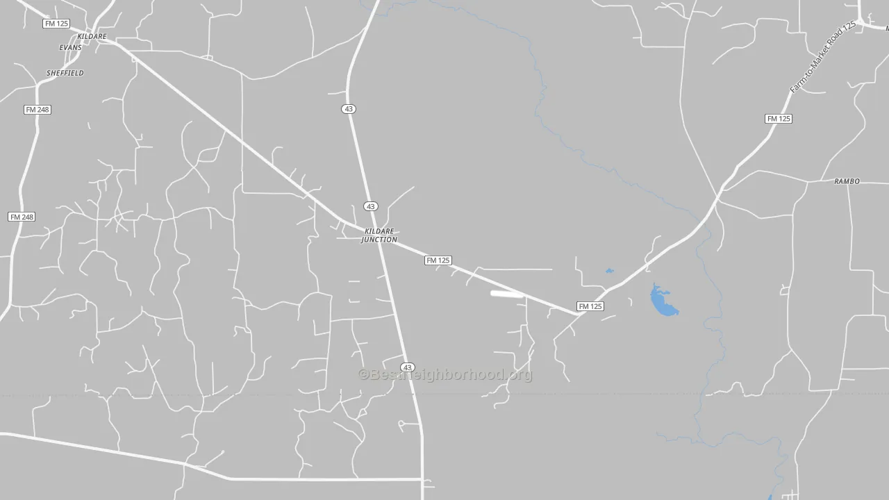 Bike Grade map of Kildare Junction, TX