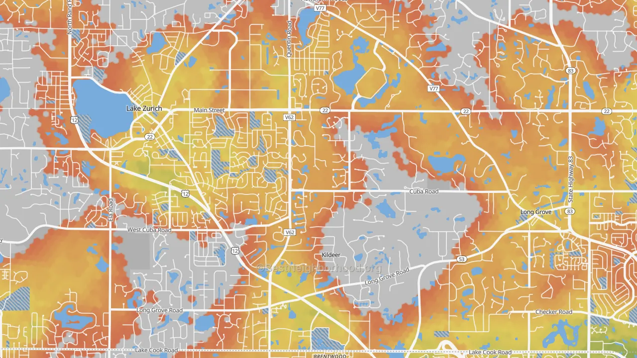 Bike Grade map of Kildeer, IL
