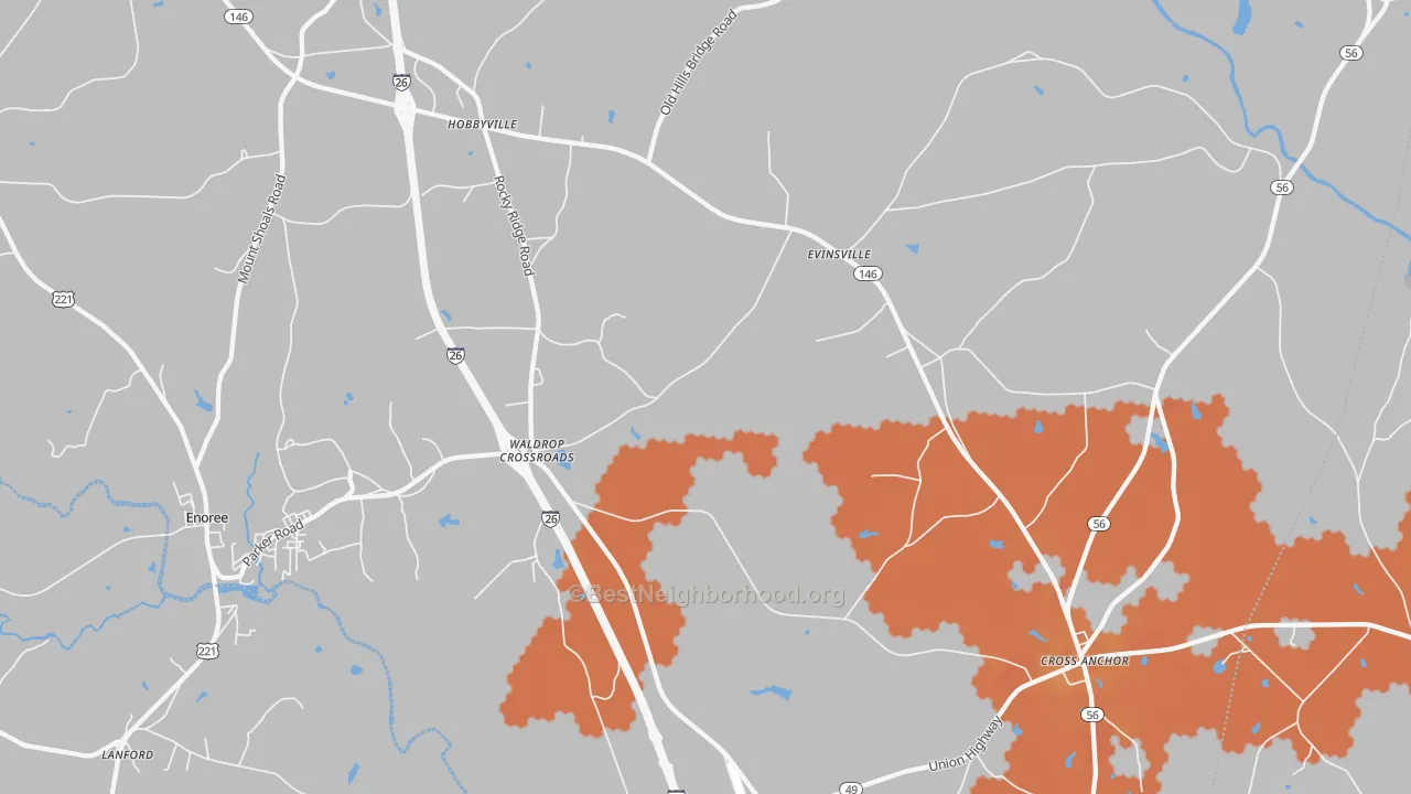Bike Grade map of Kilgore, SC