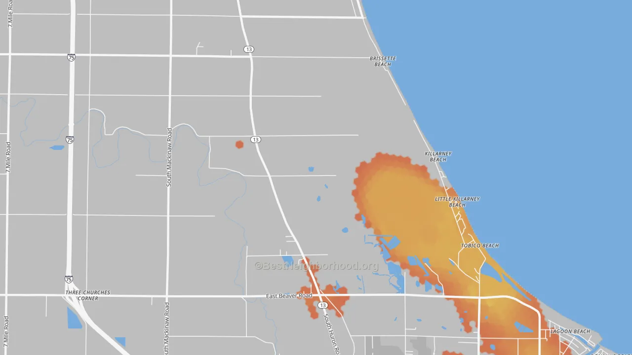 Bike Grade map of Killarney Beach, MI