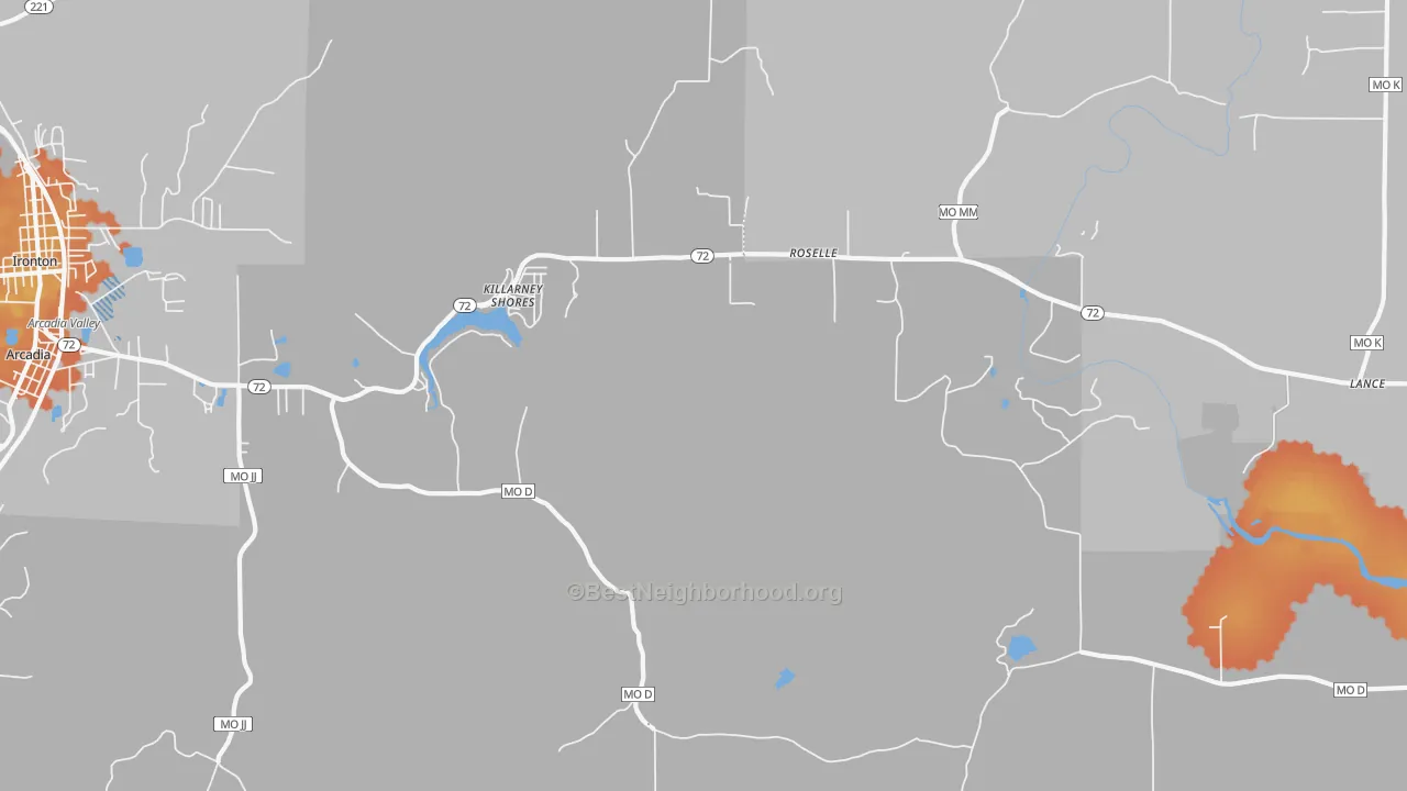 Bike Grade map of Killarney Shores, MO